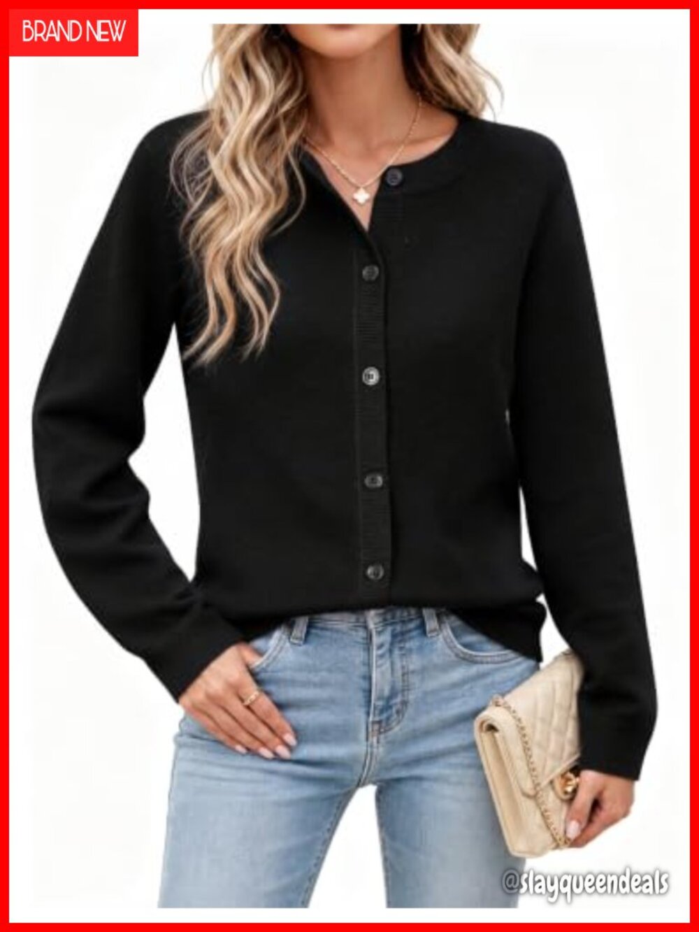 Lightweight Button Down Cardigan Business Casual Long Sleeve Sweater